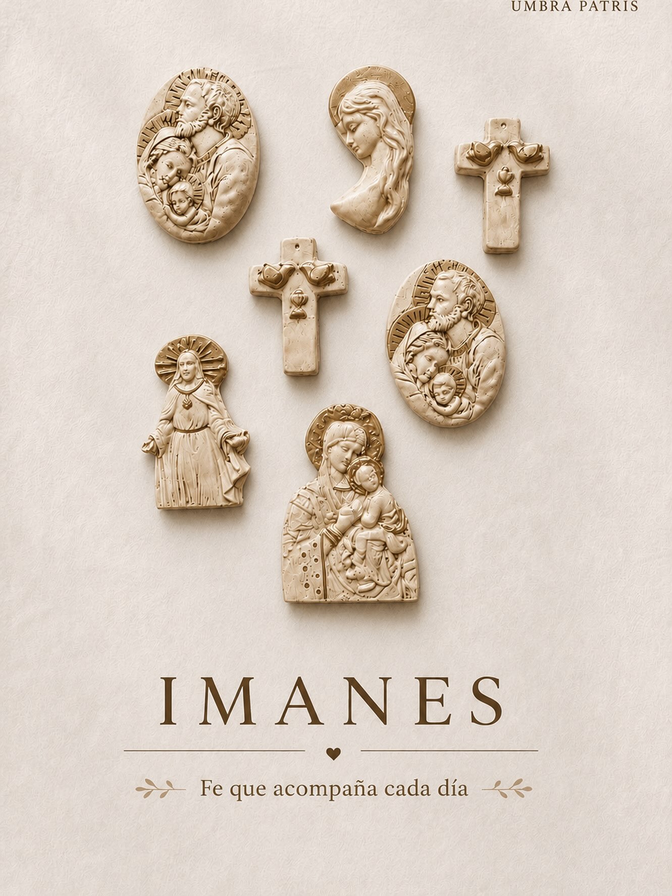 Set de imanes religiosos en yeso, distintas advocaciones
